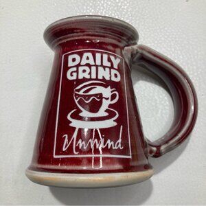 MUG Daily Grind  Unwind Burgundy Glaze Handmade Ceramic 12 oz